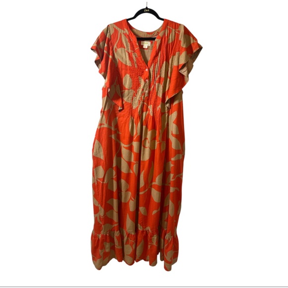 Plus Size Anthropologie Maeve Cassandra Pleated Ruffle Floral Maxi Dress - Picture 2 of 8